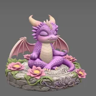 Meditating Baby Dragon STL File for 3D Print - Model thumbnail 7