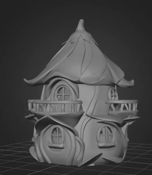 Colorful Fantasy Fairy House - STL File 3D Printable - Model preview 9