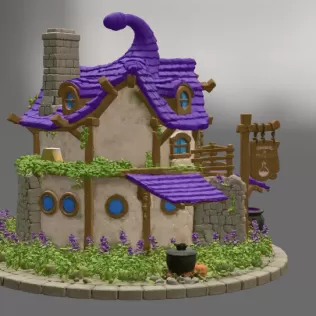 Lavender Witch Apothecary Cottage STL File for 3D Print - Model thumbnail 10
