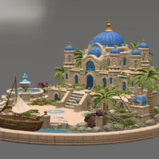 Azure Oasis Palace STL File for 3D Print - Model thumbnail 9