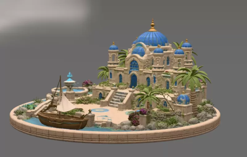 Azure Oasis Palace STL File for 3D Print - Model preview 9