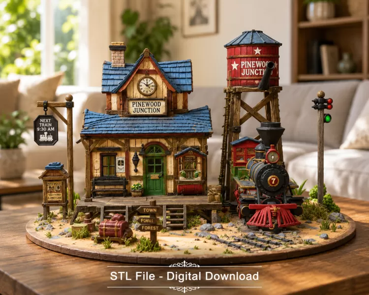 Pinewood Junction Railway Station STL File for 3D Print - Model preview 5