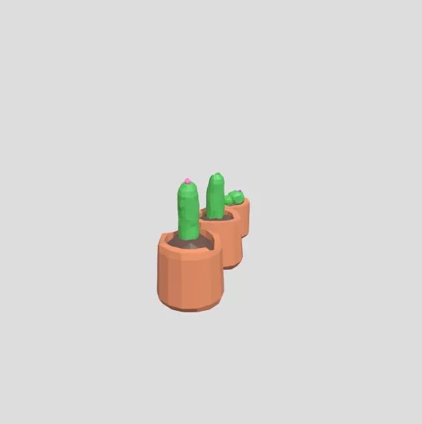 Low Poly Cactus Set 3 Stylized Potted Plants - Model preview 2