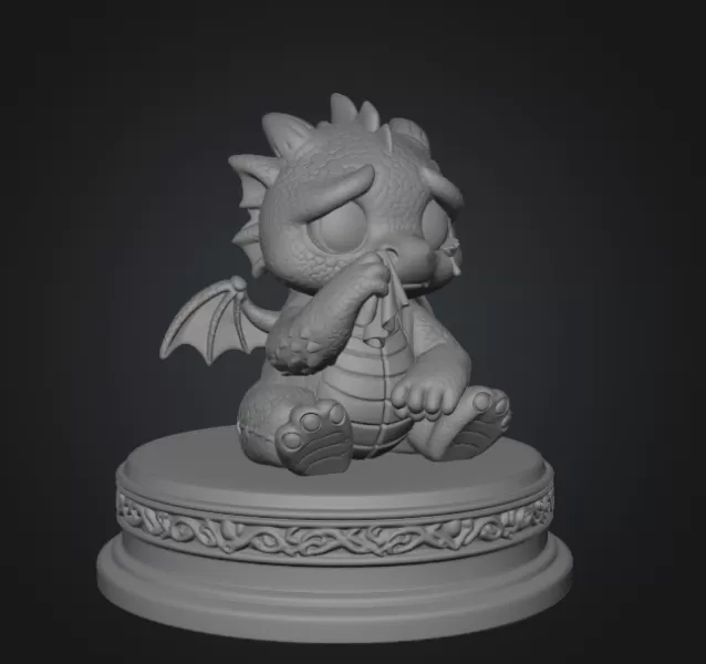 Cute Crying Baby Dragon STL File for 3D Printing - Model preview 10