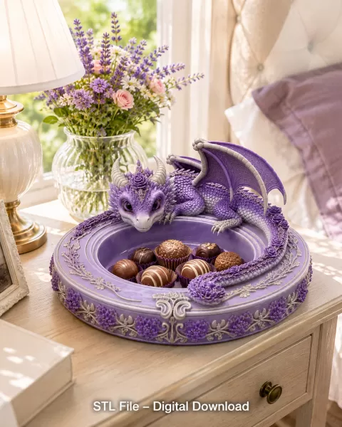 Amethyst Floral Dragon Bowl STL file for 3D Print - Model preview 5