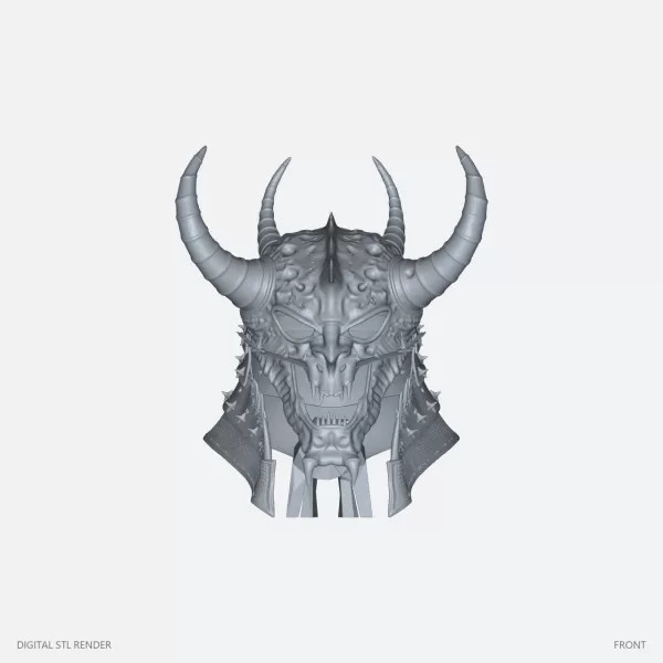 Four-Horned Skull Helmet Display - STL - Model preview 1