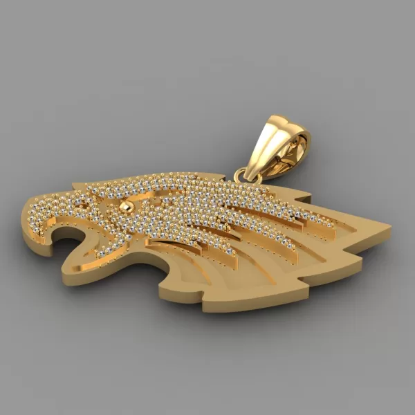 eagle head pendant with diamond - Model preview 1