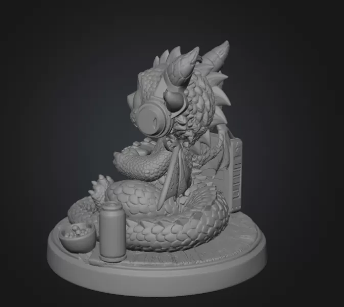 Gamer Dragon STL File for 3D Print - Model preview 6