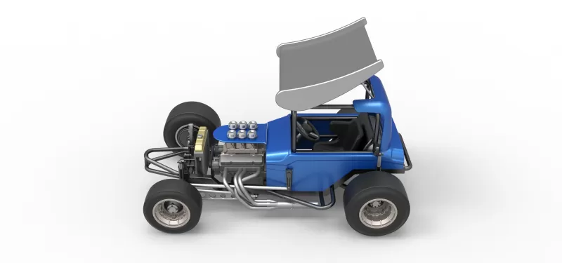 Vintage Winged Supermodified stock car Version 2 Scale 1:25 - Model preview 10