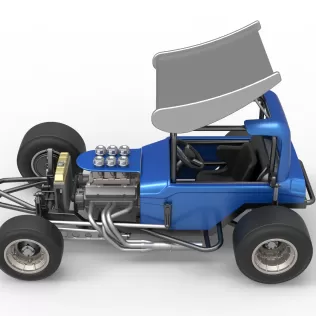 Vintage Winged Supermodified stock car Version 2 Scale 1:25 - Model thumbnail 10