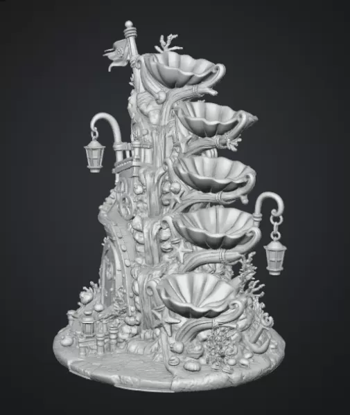Enchanted Shipwreck Shell Bowl Organizer STL File for 3D Print - Model preview 13