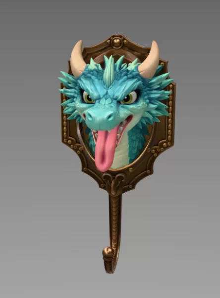 Dragon Wall Hook – STL File for 3D Printing - Model preview 3