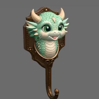 Cute Dragon Wall Hook STL File for 3D Print - Model thumbnail 6