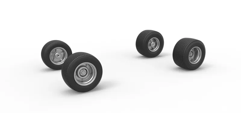 Wheel set of Northeast Dirt Modified stock car V4 Scale 1:25 - Model preview 1