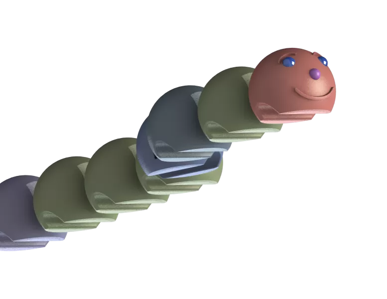 Smiling Modular Caterpillar – Flexible Articulated Fidget Toy - Model preview 7