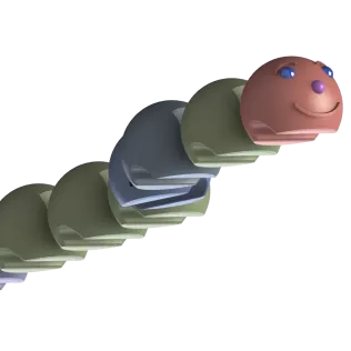 Smiling Modular Caterpillar – Flexible Articulated Fidget Toy - Model thumbnail 7