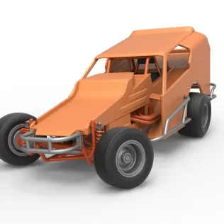 Vintage Dirt Modified stock car Version 3 while turning 1:25 - Model thumbnail 5