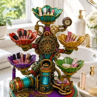 Steampunk Clockwork Bowl Organizer STL File for 3D Print - Model thumbnail 7
