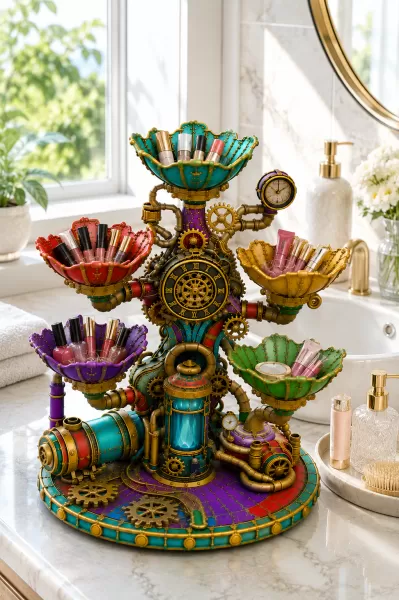 Steampunk Clockwork Bowl Organizer STL File for 3D Print - Model preview 7