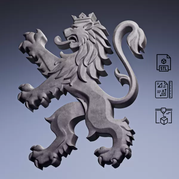 Crowned Heraldic Lion Emblem #RoZ - Model preview 7