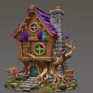 Enchanted Vineyard Cottage STL File for 3D Print - Model thumbnail 3