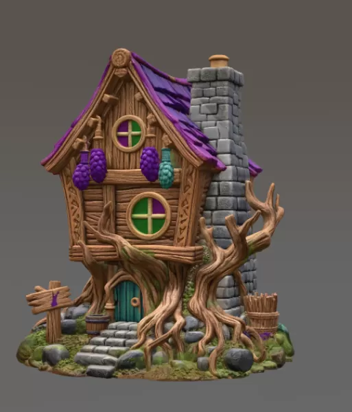 Enchanted Vineyard Cottage STL File for 3D Print - Model preview 3