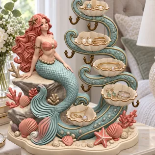 Mermaid Shell Jewelry Organizer STL File for 3D Print - Model thumbnail 4