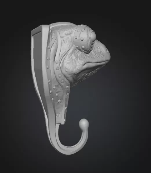 Steampunk Frog Wall Hook – 3D Print Model - Model preview 5