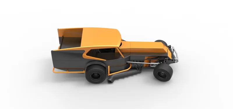 Vintage Dirt Modified stock car Version 5 while turning 1:25 - Model preview 23