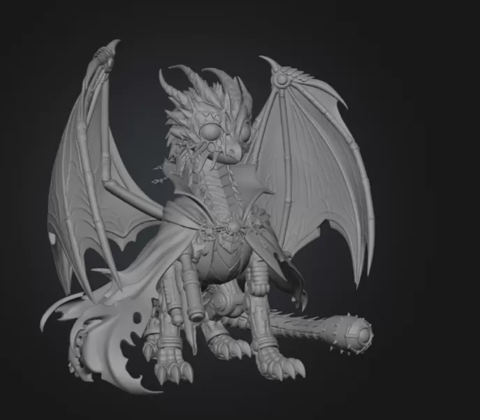 Shadow Mecha Dragon STL File for 3D Print - Model preview 14