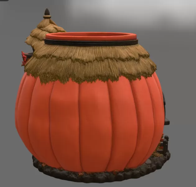 Autumn Pumpkin Cottage Planter STL File for 3D Print - Model preview 11