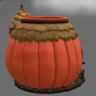 Autumn Pumpkin Cottage Planter STL File for 3D Print - Model thumbnail 11