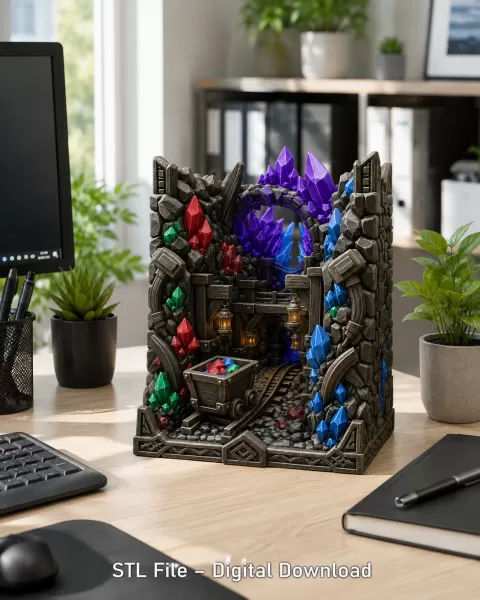 Fantasy Mining Tunnel Book Nook STL File for 3D Print - Model preview 2
