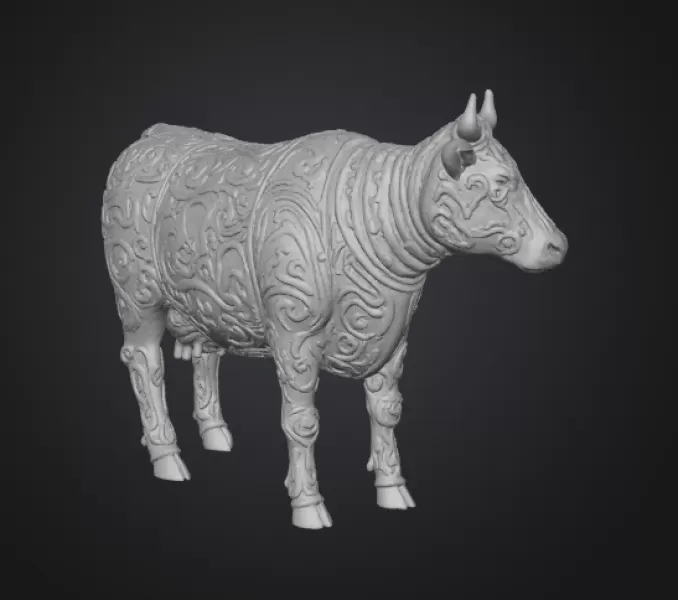 Ornate Bull Statue — Steampunk Filigree Model - Model preview 5