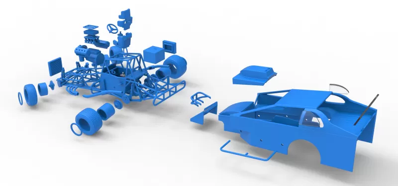 Northeast Dirt Modified stock car while turning V2 Scale 1:25 - Model preview 29