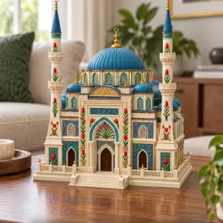 Blue Dome and Twin Minaret Architecture STL File for 3D Print - Model thumbnail 5