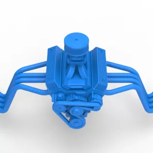 Engine V8 for vintage dragster Version 9 Scale 1:25 - Model thumbnail 6