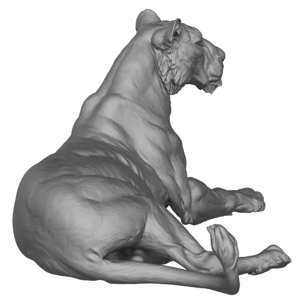3D Printable Lying Wild Lioness - Model preview 4
