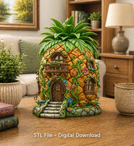 Pineapple Fantasy House STL File for 3D Printing - Model preview 2