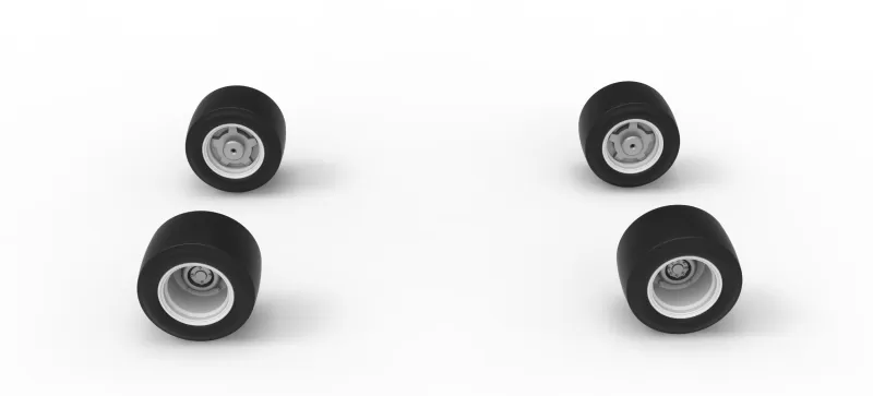 Wheel Set of Vintage Asphalt Modified stock car Scale 1:25 - Model preview 5