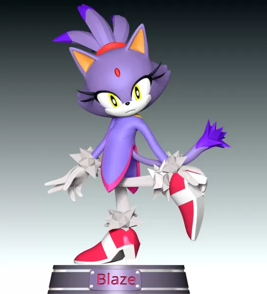 Blaze The Cat Sonic The Hedgehog 3D Printing Model Threeding