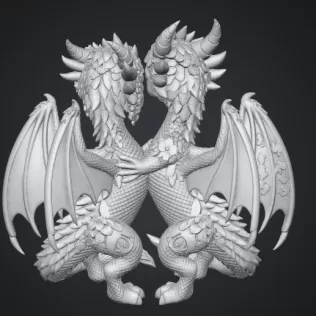 Romantic Floral Dragon Couple STL File for 3D Print - Model thumbnail 15