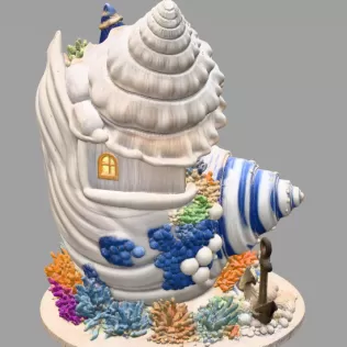 Seashell House STL File – Fantasy Ocean Shell House - Model thumbnail 5