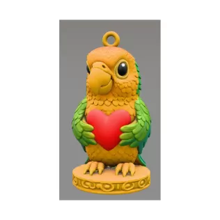 Colorful Parrot Pendant Holding a Heart – Cute Bird Pendant