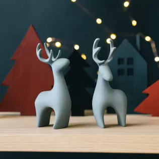 Modern Deer Set: 2 pcs. | Christmas Reindeer Figurines - Model thumbnail 4