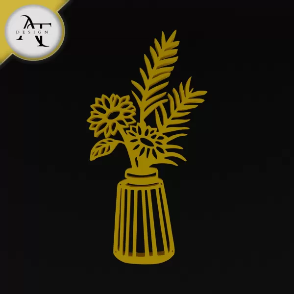 Flowers in vase - Line Art - 2D Wall Art Decor - Model preview 1