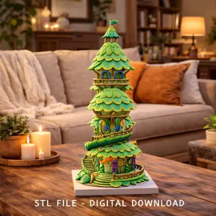Advertising Enchanted Spiral Tree Tower STL File 3D Printable Fa - Model thumbnail 2