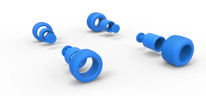 Wheel Set of Vintage Dirt Supermodified stock car Scale 1:25 - Model preview 11