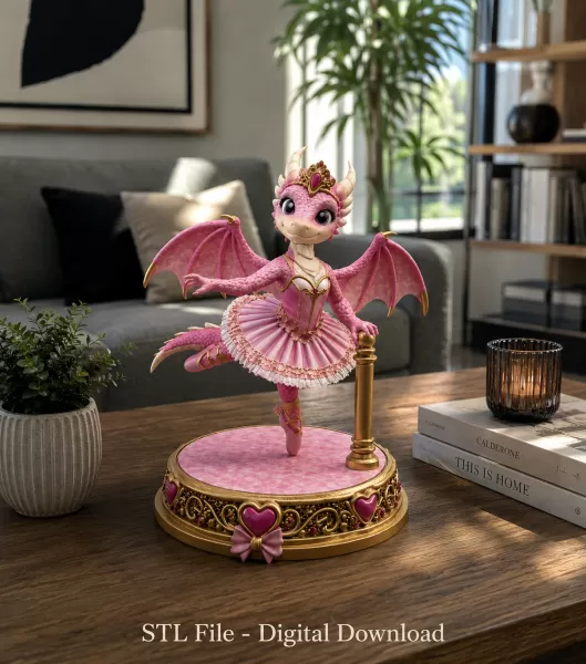Ballerina Dragon Princess STL File for 3D Printing - Model preview 2
