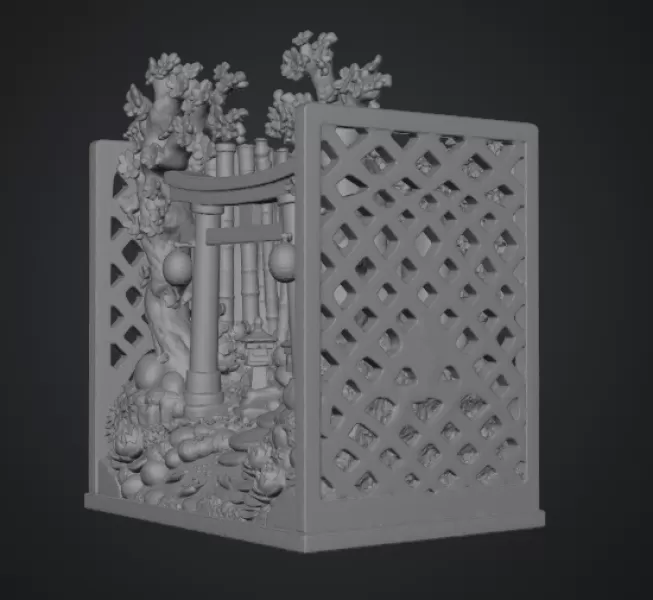 Sakura Sanctuary Book Nook STL File for 3D Print - Model preview 16